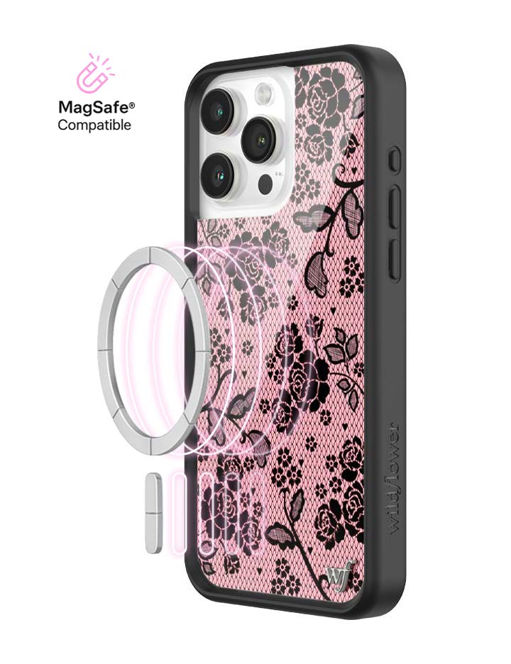 Wildflower MagSafe iPhone case 15 Pro Max Lace Lover Pink Cute