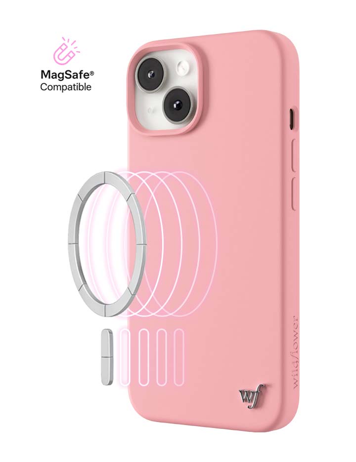 Wildflower iPhone case 14 Pink MagSafe Sleek Pink
