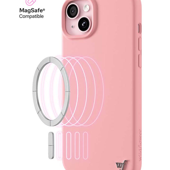 Wildflower iPhone case 15 Plus Pink MagSafe Sleek Pink