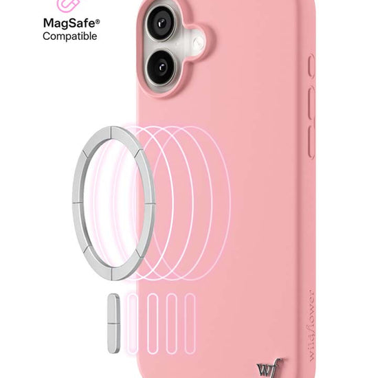 Wildflower iPhone case 16 Plus Pink MagSafe Sleek Pink