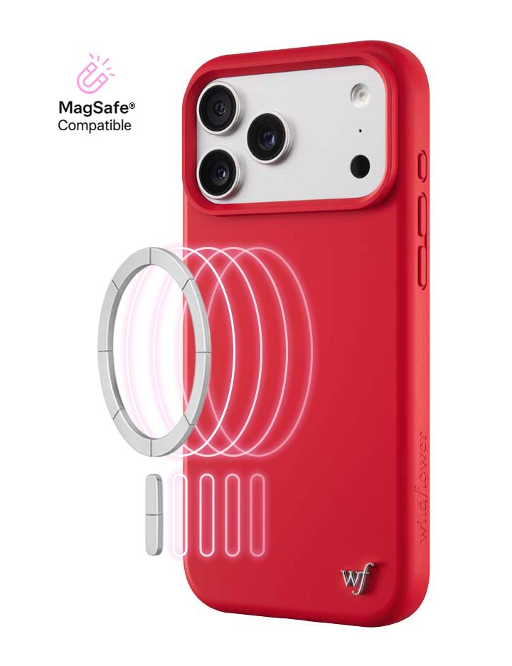 Wildflower iPhone case 18 Pro Max MagSafe Cherry Red Sleek Cute