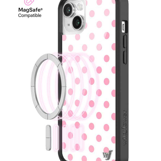Wildflower iPhone MagSafe case 14 Polka Dot White Pink Cute