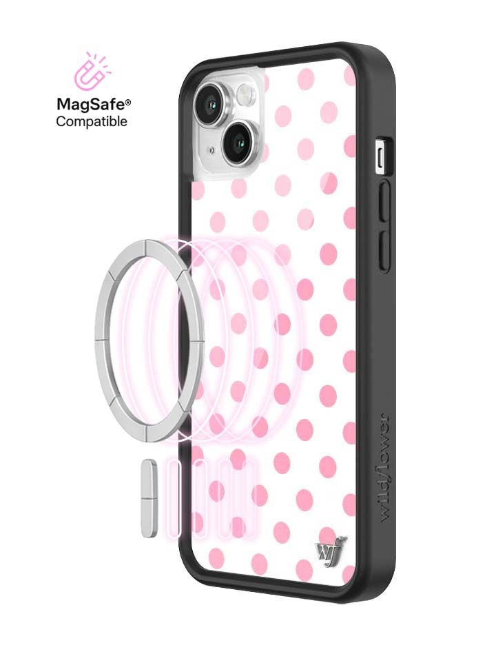 Wildflower iPhone MagSafe case 14 Polka Dot White Pink Cute
