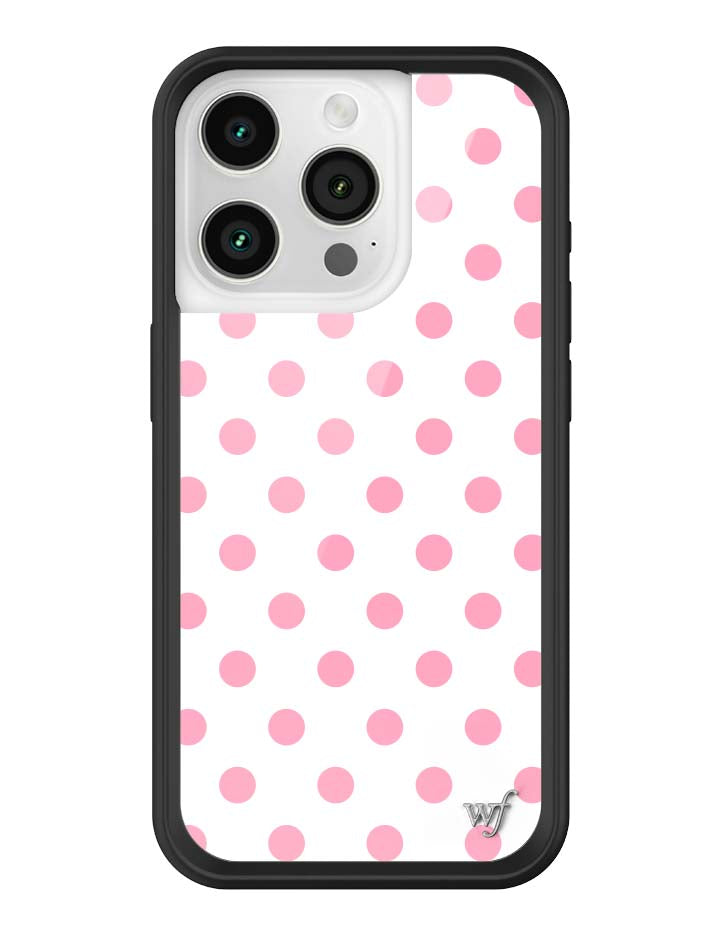 Wildflower iPhone MagSafe case 15 Pro Polka Dot White Pink Cute