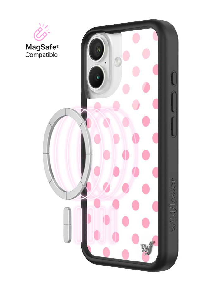 Wildflower iPhone MagSafe case 16 Polka Dot White Pink Cute