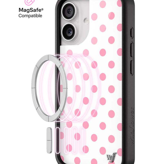 Wildflower iPhone MagSafe case 17 Polka Dot White Pink Cute