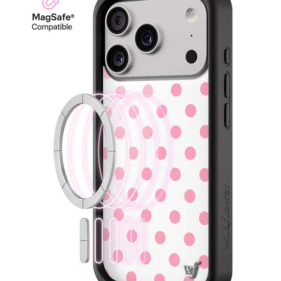 Wildflower iPhone MagSafe case 17 Pro Polka Dot White Pink Cute