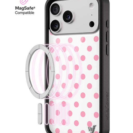 Wildflower iPhone MagSafe case 18 Pro Max Polka Dot White Pink Cute