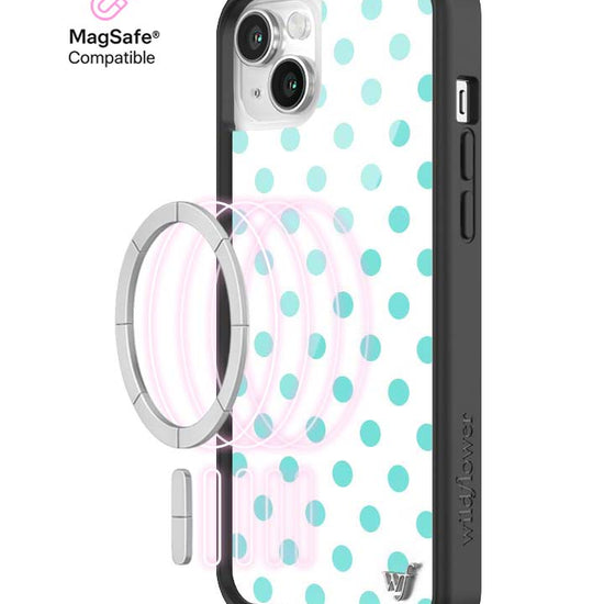 Wildflower iPhone MagSafe case 14 Polka Dot White Turquoise Cute