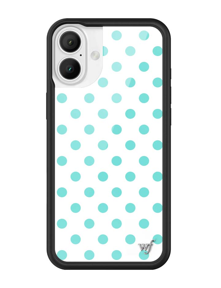 Wildflower iPhone MagSafe case 16 Plus Polka Dot White Turquoise Cute