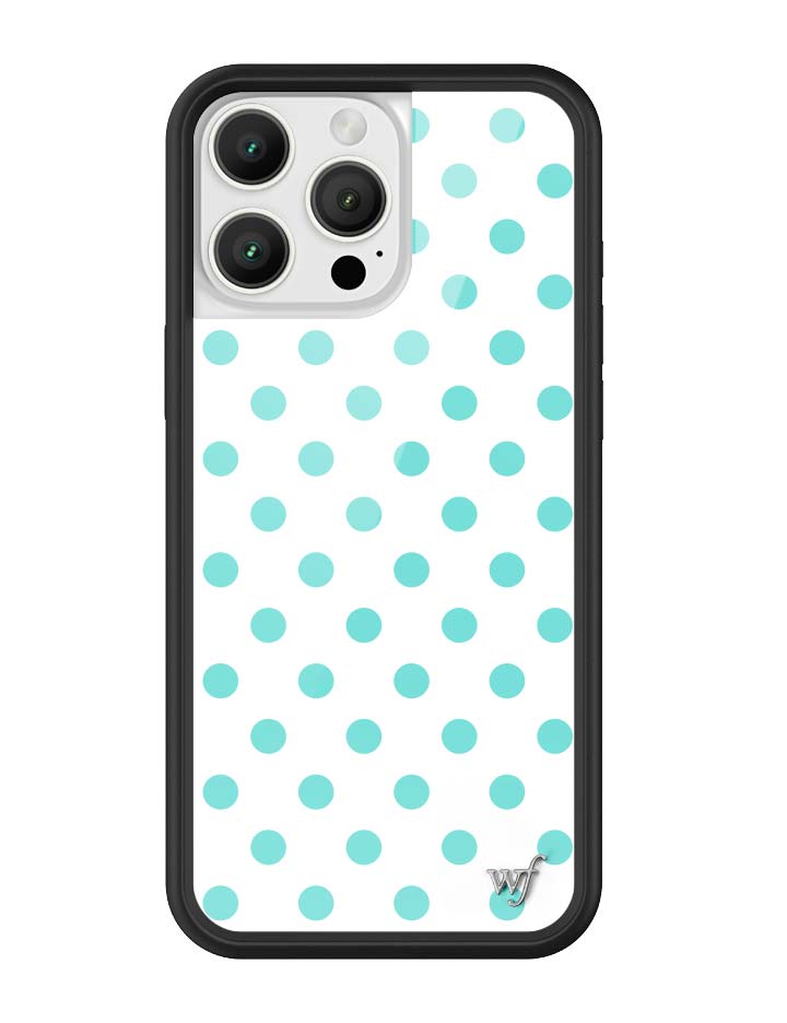 Wildflower iPhone MagSafe case 16 Pro Max Polka Dot White Turquoise Cute