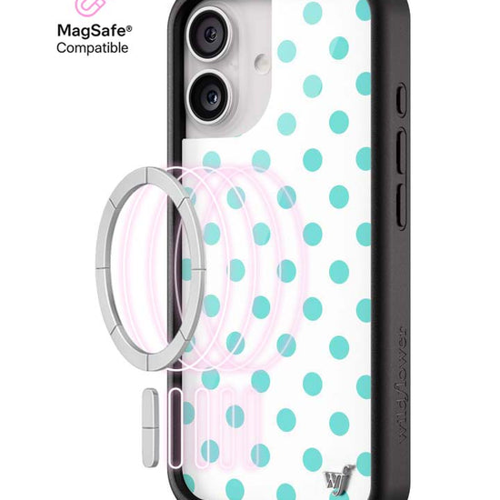 Wildflower iPhone MagSafe case 17 Polka Dot White Turquoise Cute