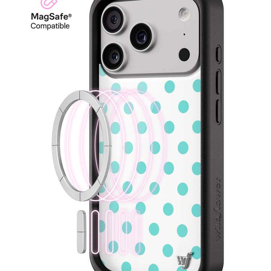 Wildflower iPhone MagSafe case 17 Pro Polka Dot White Turquoise Cute