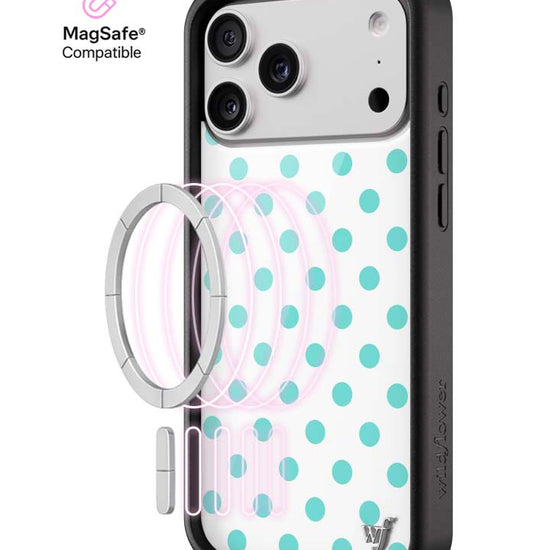 Wildflower iPhone MagSafe case 17 Pro Max Polka Dot White Turquoise Cute