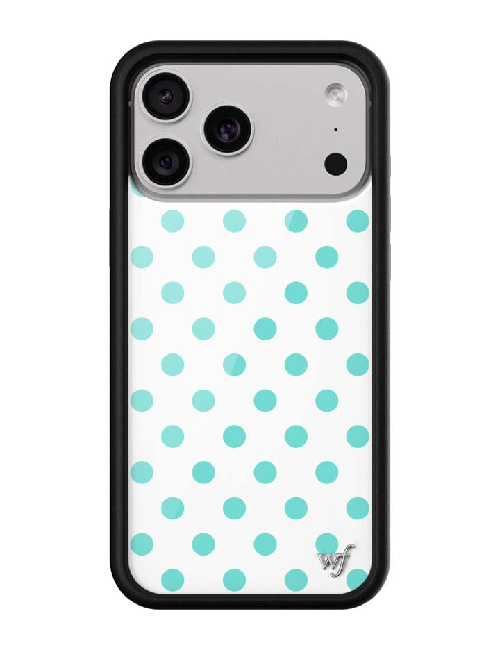 Wildflower iPhone MagSafe case 18 Pro Max Polka Dot White Turquoise Cute
