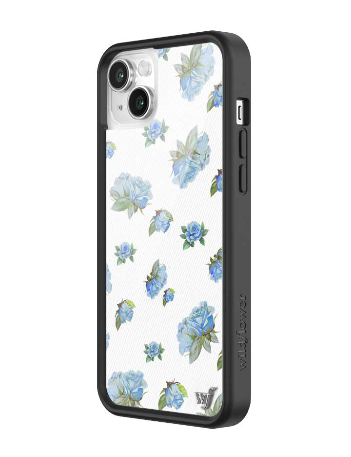 Wildflower iPhone case 14 Moonlight Rose Floral Cute Blue