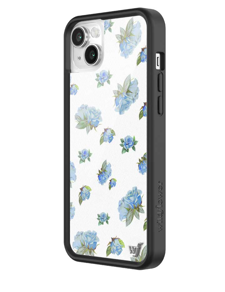 Wildflower iPhone case 14 Plus Moonlight Rose Floral Cute Blue