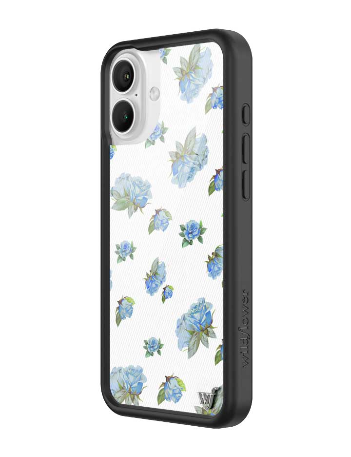 Wildflower iPhone case 16 Plus Moonlight Rose Floral Cute Blue