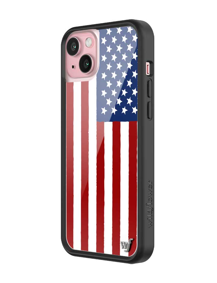 Wildflower American Flag iPhone 15 Plus Case