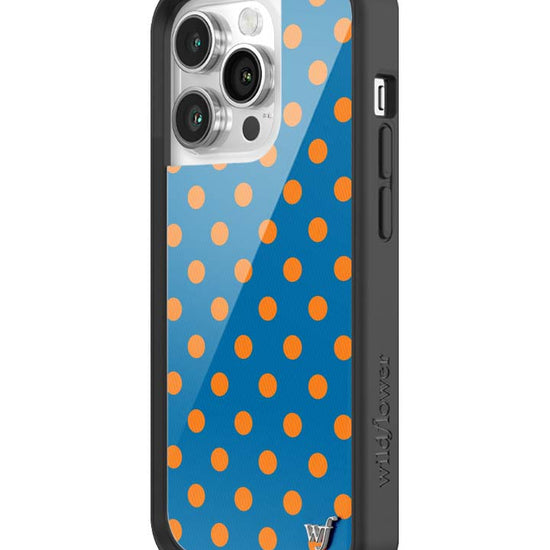 Wildflower iPhone case 14 Pro Polka Dot | Blue and Orange Cute