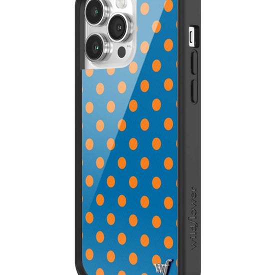 Wildflower iPhone case 14 Pro Max Polka Dot | Blue and Orange Cute