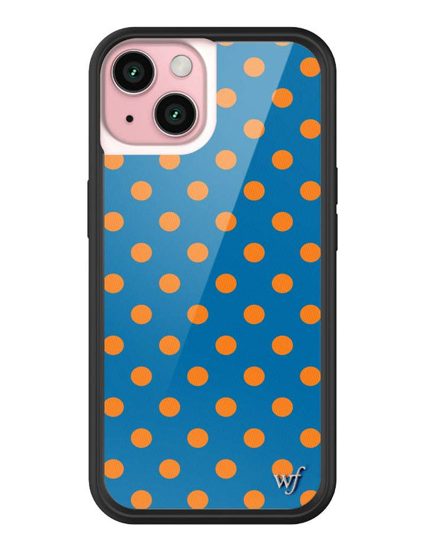 Wildflower iPhone case 15 Polka Dot | Blue and Orange Cute