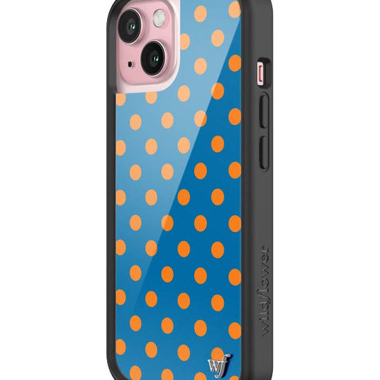 Wildflower iPhone case 15 Polka Dot | Blue and Orange Cute