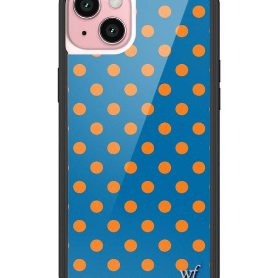 Wildflower iPhone case 15 Plus Polka Dot | Blue and Orange Cute