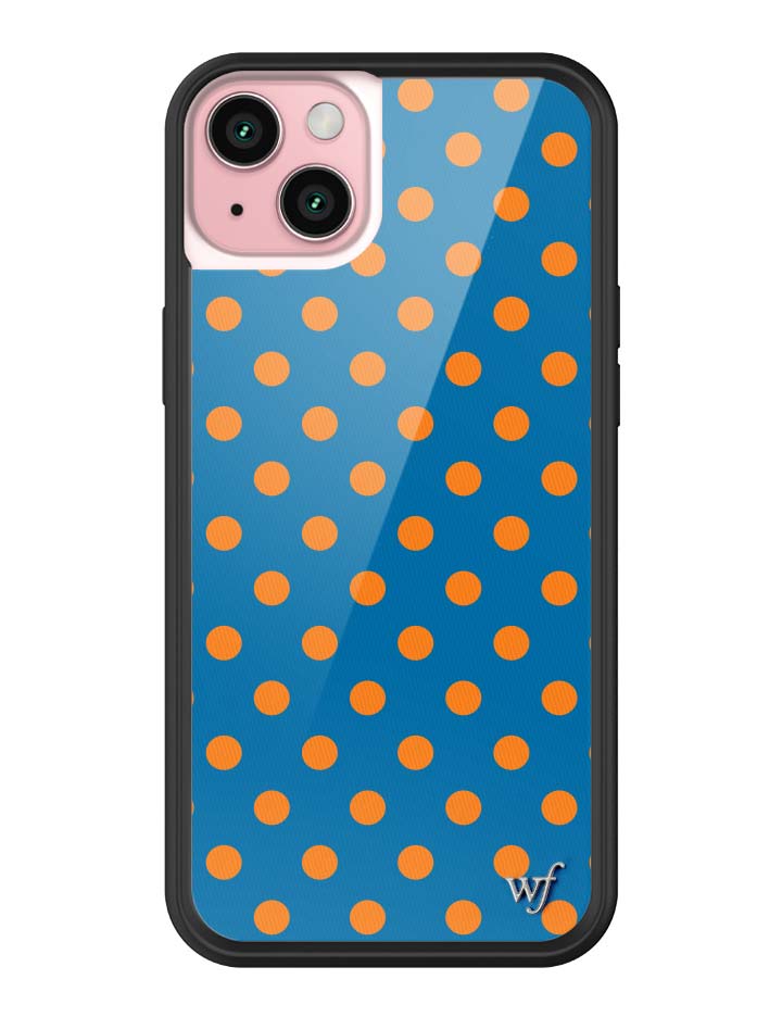 Wildflower iPhone case 15 Plus Polka Dot | Blue and Orange Cute