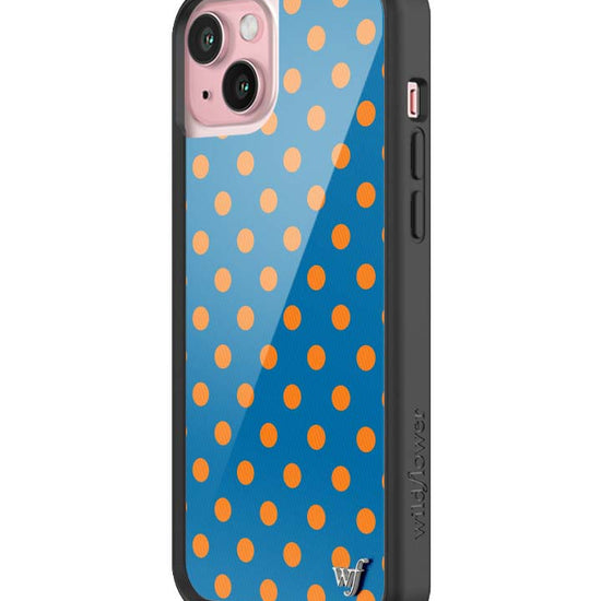 Wildflower iPhone case 15 Plus Polka Dot | Blue and Orange Cute