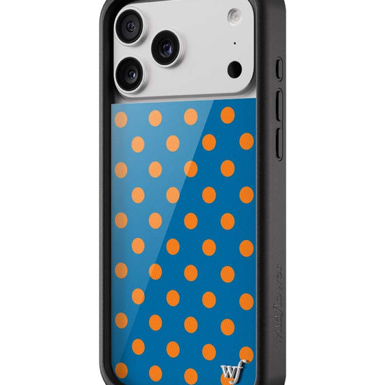 Wildflower iPhone case 17 Pro Max Polka Dot | Blue and Orange Cute