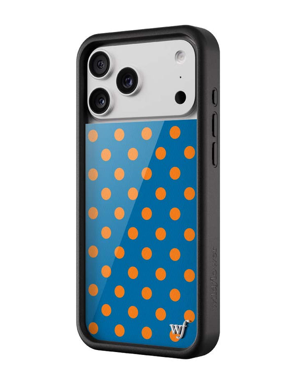 Wildflower iPhone case 17 Pro Max Polka Dot | Blue and Orange Cute