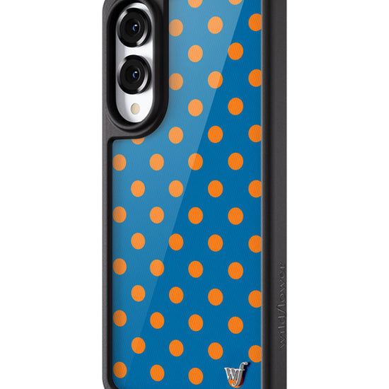 Wildflower Galaxy S25 case Edge Polka Dot Blue and Orange Cute