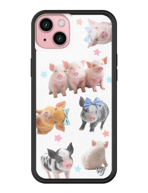 Wildflower iPhone case 15 Plus Little Piggies Animal Pink Cute