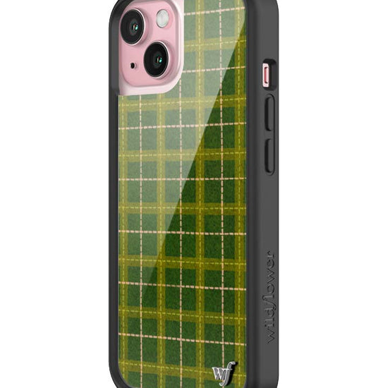 Wildflower iPhone case 15 Olivia Neill Plaid Green Cute