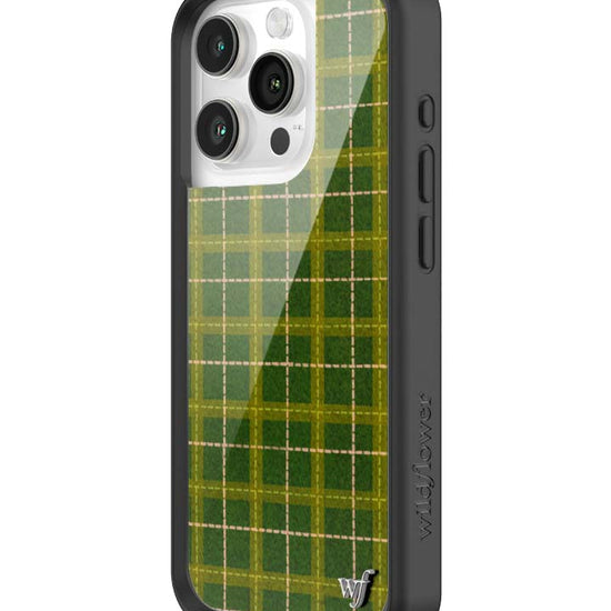 Wildflower iPhone case 15 Pro Olivia Neill Plaid Green Cute