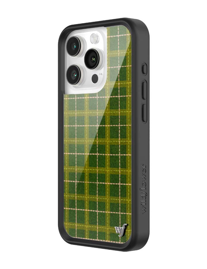 Wildflower iPhone case 15 Pro Olivia Neill Plaid Green Cute