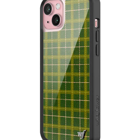 Wildflower iPhone case 15 Plus Olivia Neill Plaid Green Cute