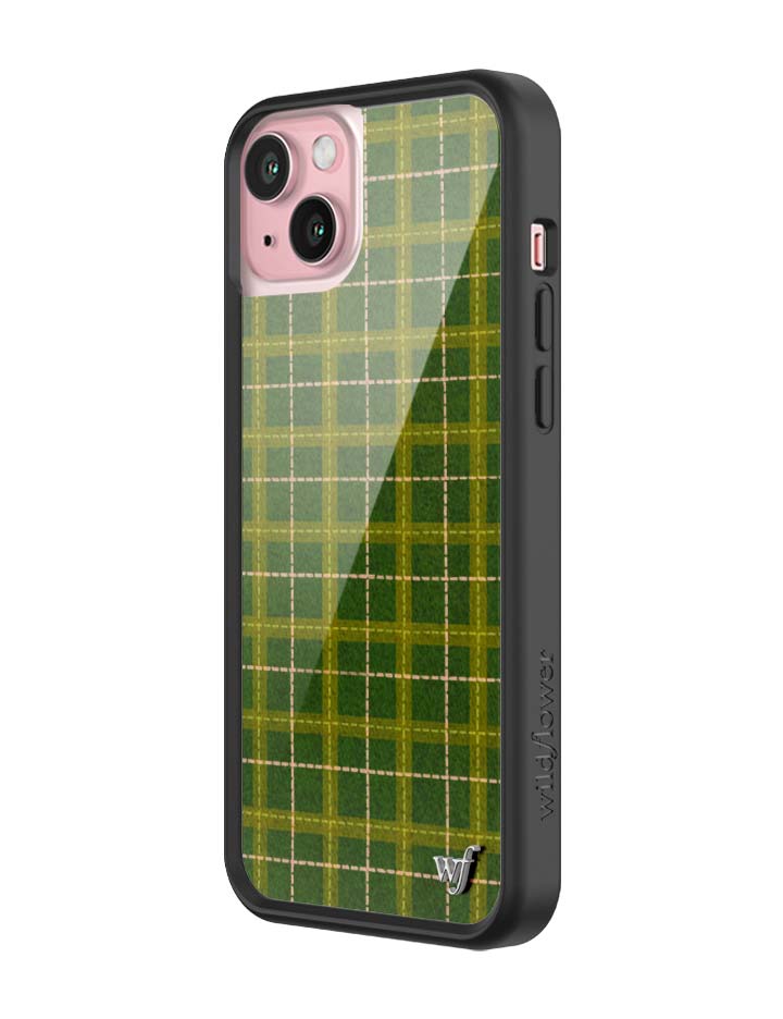 Wildflower iPhone case 15 Plus Olivia Neill Plaid Green Cute