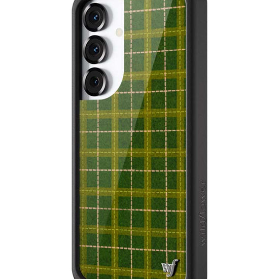 Wildflower Galaxy S25 case Olivia Neill Plaid Green Cute