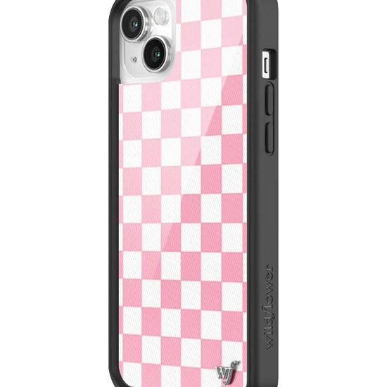 Wildflower iPhone case 14 Checkers Pink White Cute
