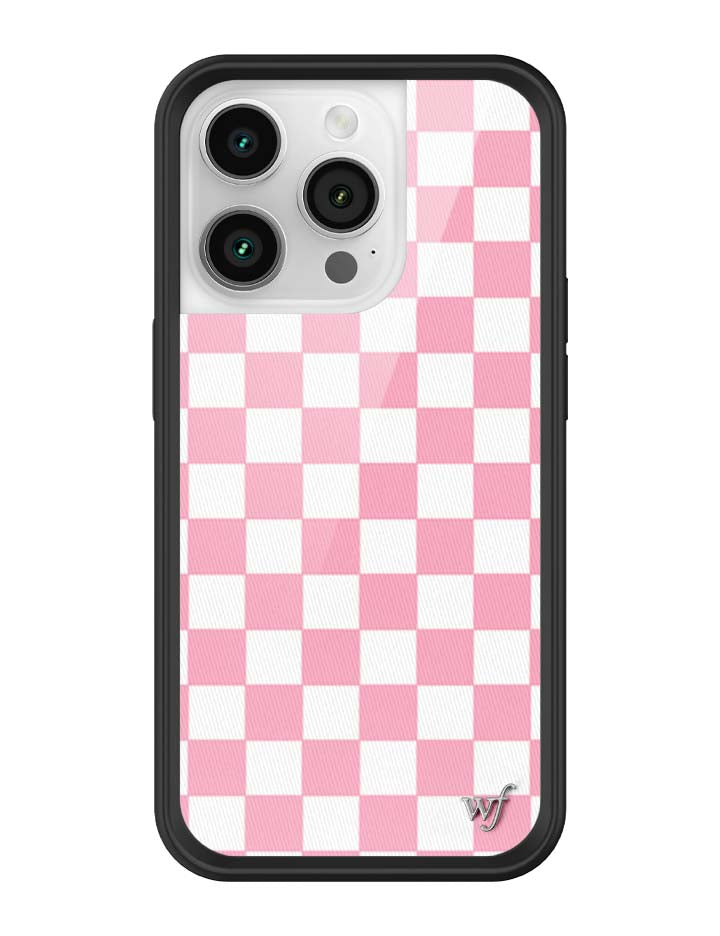 Wildflower iPhone case 14 Pro Checkers Pink White Cute