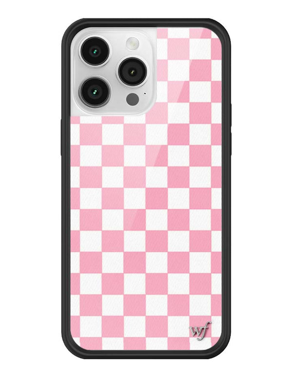 Wildflower iPhone case 14 Pro Max Checkers Pink White Cute