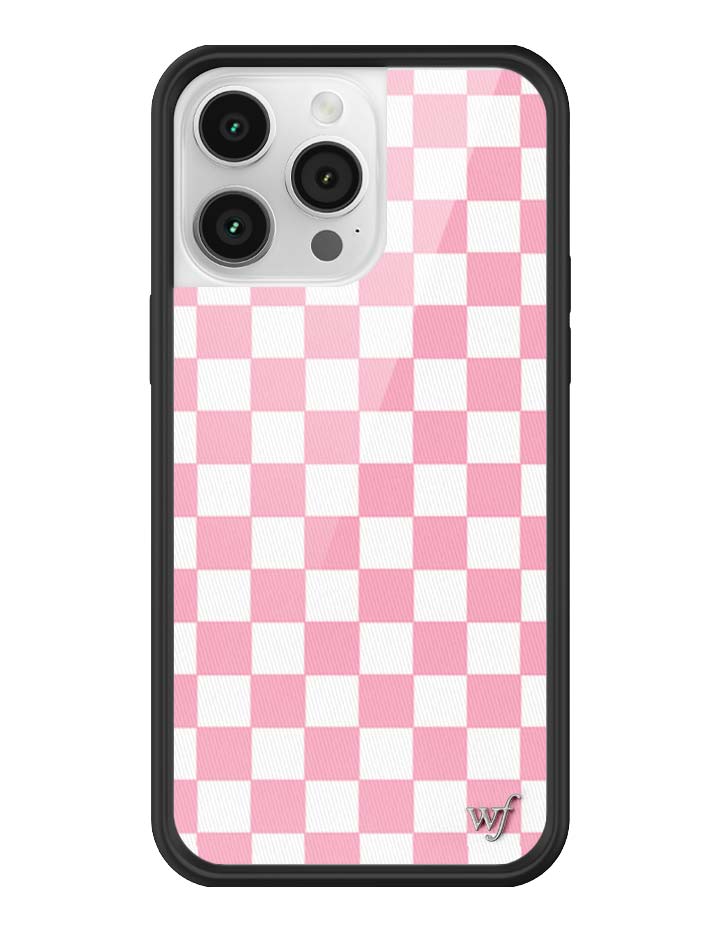 Wildflower iPhone case 14 Pro Max Checkers Pink White Cute