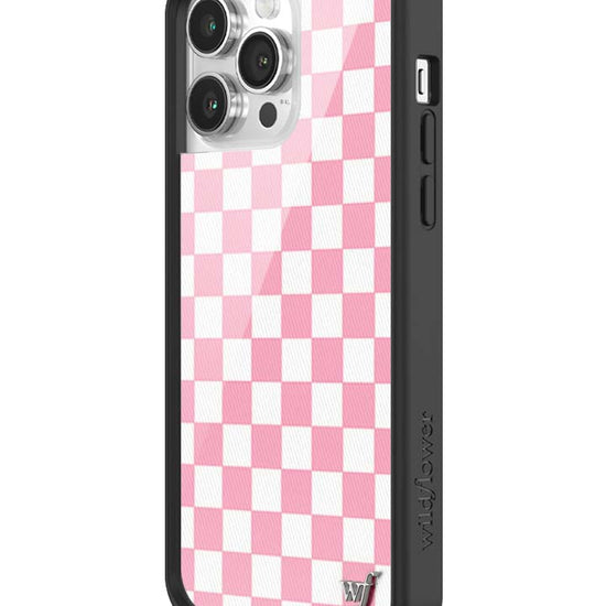 Wildflower iPhone case 14 Pro Max Checkers Pink White Cute