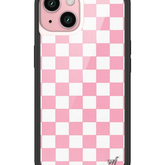 Wildflower iPhone case 15 Checkers Pink White Cute