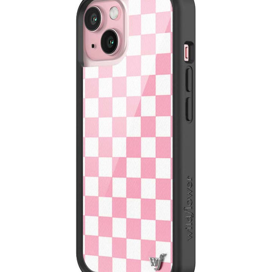 Wildflower iPhone case 15 Checkers Pink White Cute