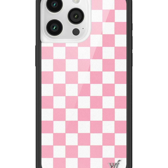 Wildflower iPhone case 15 Pro Max Checkers Pink White Cute