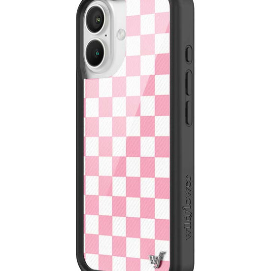 Wildflower iPhone case 16 Checkers Pink White Cute