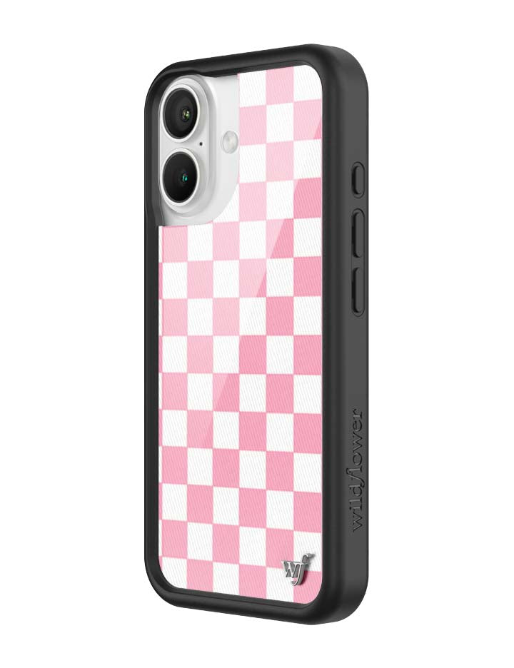 Wildflower iPhone case 16 Checkers Pink White Cute